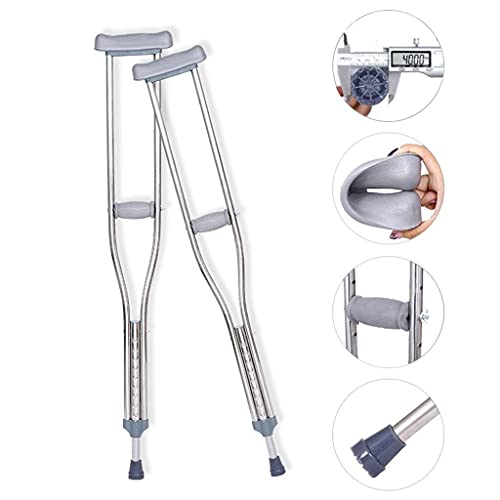 NC Muletas para Adultos Muletas Altas para Caminar para Adultos (par), muletas médicas Ligeras para Las Axilas de Acero Inoxidable con Andador retráctil Antideslizante Ajustable en Altura LKWK