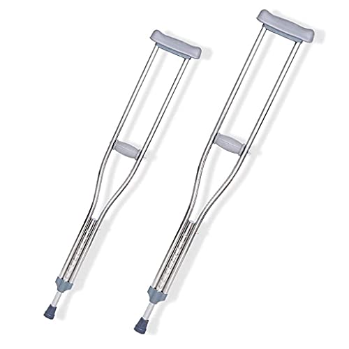 NC Muletas para Adultos Muletas Altas para Caminar para Adultos (par), muletas médicas Ligeras para Las Axilas de Acero Inoxidable con Andador retráctil Antideslizante Ajustable en Altura LKWK