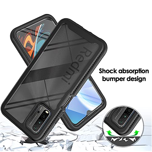 NC YXKJ - Funda Compatible con xiaomi Redmi 9T, Funda 360 Anti-Drop All-in-One para teléfono Celular - Negro