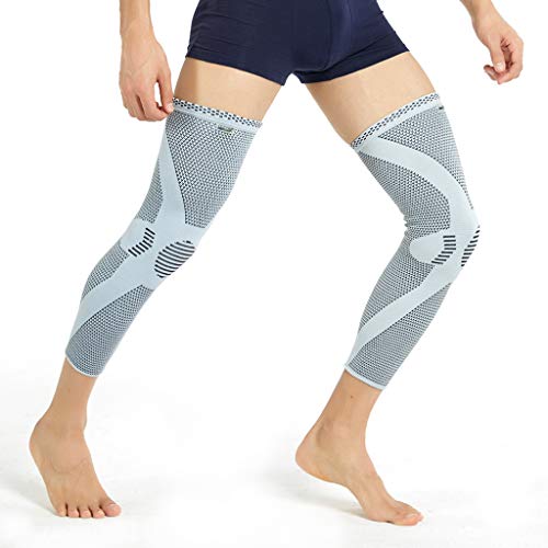 Neotech Care - Manga de compresión para rodilla y pierna (1 Par) - Tejido de punto de fibra de bambú - Material elástico y transpirable - Compresión mediana - Gris - XL