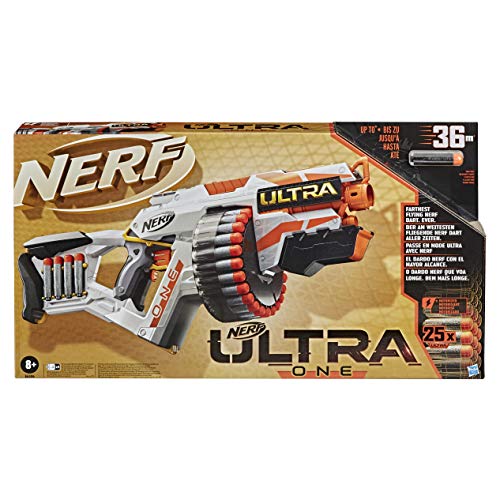 Nerf Motorised Blaster – 25 avanzados de vuelos – Compatible Solo con Dardos Ultra One, Multicolor (Hasbro E6596EU4)