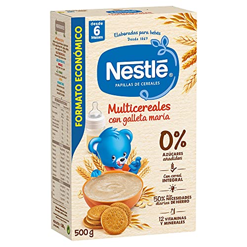 Nestlé - Multicereales con galleta María - Papilla de cereales instantánea de fácil disolución 500 gr - Pack de 3 (Total 1500 grams)