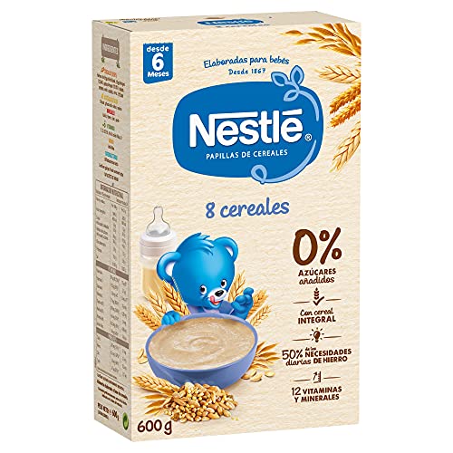 Nestlé Papilla 8 cereales - Alimento Para bebés - Paquete de 6x600 g - Total: 3.6kg