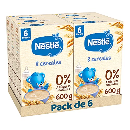 Nestlé Papilla 8 cereales - Alimento Para bebés - Paquete de 6x600 g - Total: 3.6kg