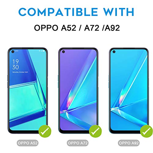 NEWZEROL Paquete de 3 Protectores de Pantalla + Paquete de 2 Protectores de Cámara para OPPO A52/A72/A92 Protector de Pantalla de Vidrio Templado de Alta Definición de Bordes Curvos de Arco