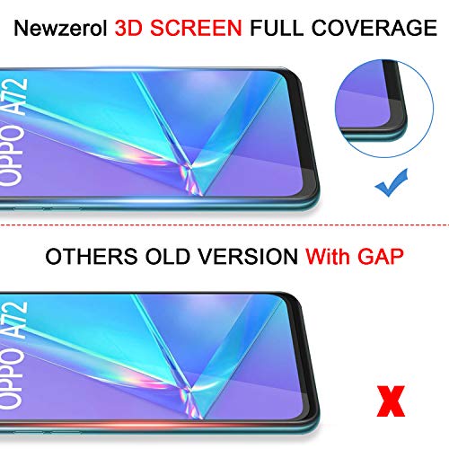 NEWZEROL Paquete de 3 Protectores de Pantalla + Paquete de 2 Protectores de Cámara para OPPO A52/A72/A92 Protector de Pantalla de Vidrio Templado de Alta Definición de Bordes Curvos de Arco