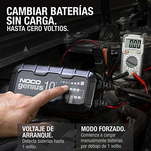 NOCO GENIUS10EU, 10A cargador de batería automático inteligente portátil de 6V y 12V, mantenedor de batería y desulfador para moto, scooter, auto, camión y caravana