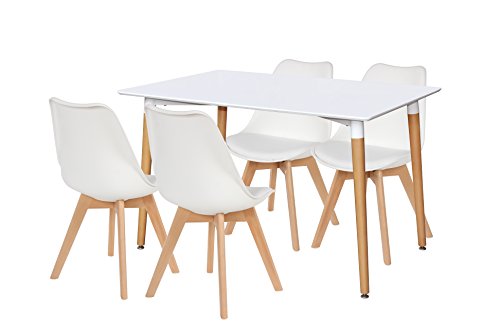 Noorsk Design Mesa de Comedor o Cocina Kiel 120 lacada Blanca