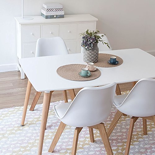 Noorsk Design Mesa de Comedor o Cocina Kiel 120 lacada Blanca