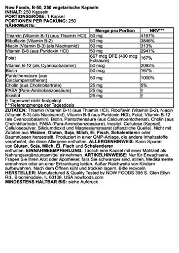 Now Foods La vitamina B-50-250 vcaps 250 Unidades 200 g