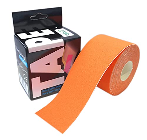 NT Kinesiología Elástico Cinta 5m X 5cm Rollo De Elástico Soporte Muscular Cinta Para Ejercer, SPORTS & Lesión Recuperación - Naranja