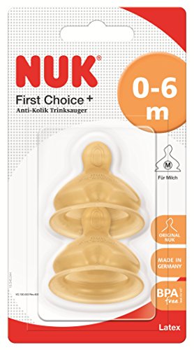 NUK First Choice+ - Pack de 2 tetinas de látex, talla M, 0 - 6 meses