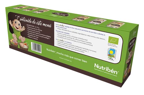 Nutribén Ecopotitos Menú Completo, Desde los 6 meses, Caja Mix de potitos, 6 x 235g