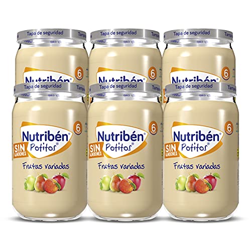 Nutribén Potitos De Frutas Variadas, Desde Los Meses, Pack De 6 x 235gr.