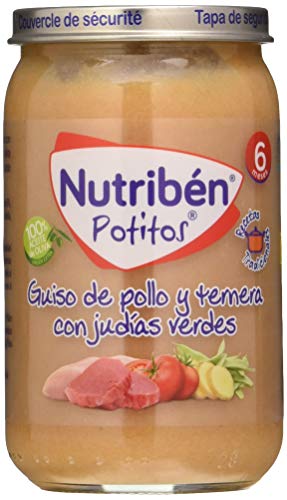 Nutribén Potitos de Guiso de Pollo y Ternera con Judías Verdes, Desde Los 6 Meses, 235g