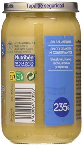 Nutribén Potitos Suprema de Merluza con Guisantes y Zanahorias, Desde Los 6 Meses, 235g