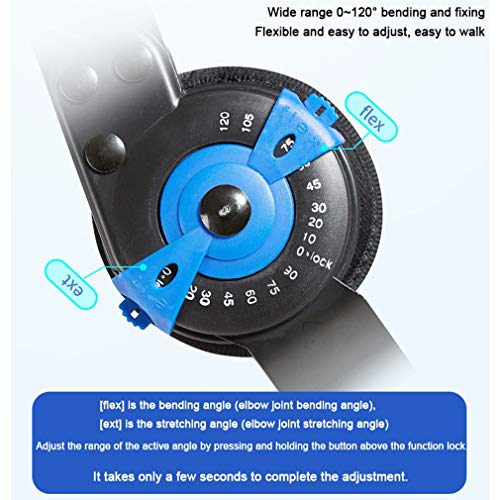 NYPB Abrazadera con bisagra para Codo, Codo Ajustable Soporte de la Articulación para Codo Lesiones de Dislocaciones/Epicondilitis/Fracturas, y Más Longitud, ángulo Ajustable,Negro,OneSize