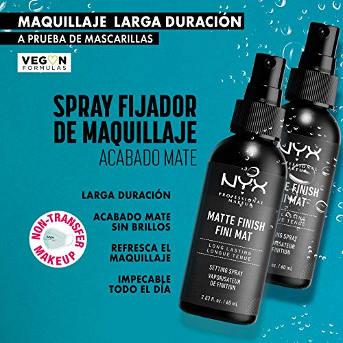 NYX Professional Makeup Spray fijador Makeup Setting Spray, Larga duración, Ligero, Fórmula vegana, Acabado Matte, 60 ml