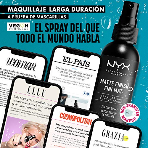 NYX Professional Makeup Spray fijador Makeup Setting Spray, Larga duración, Ligero, Fórmula vegana, Acabado Matte, 60 ml