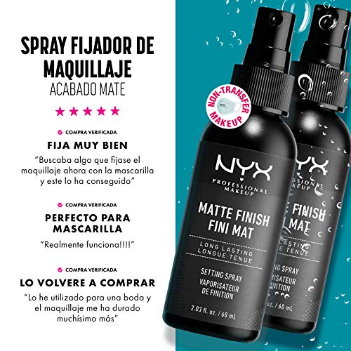 NYX Professional Makeup Spray fijador Makeup Setting Spray, Larga duración, Ligero, Fórmula vegana, Acabado Matte, 60 ml