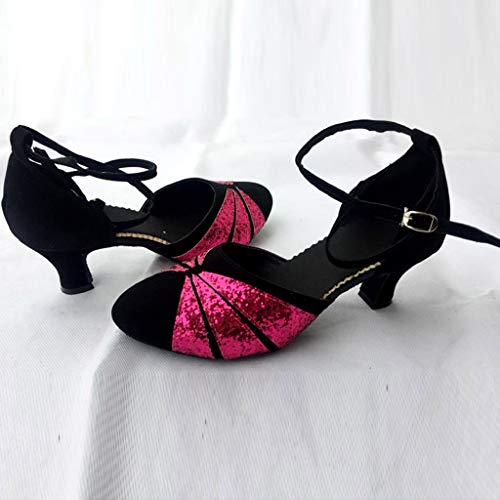 OHQ Zapato De Baile Latino Mujer Rumba Waltz Prom Ballroom Sillas De Baile De Salsa Latina Sandalias Boca De Pescado Zapatos De Baile Cuadrados Suaves De Medio TacóN Social