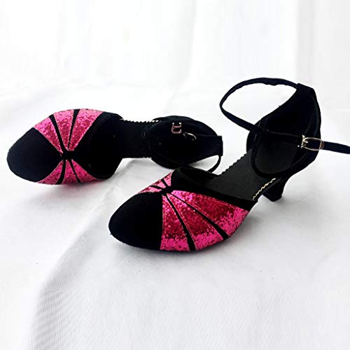 OHQ Zapato De Baile Latino Mujer Rumba Waltz Prom Ballroom Sillas De Baile De Salsa Latina Sandalias Boca De Pescado Zapatos De Baile Cuadrados Suaves De Medio TacóN Social