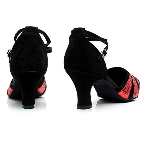 OHQ Zapato De Baile Latino Mujer Rumba Waltz Prom Ballroom Sillas De Baile De Salsa Latina Sandalias Boca De Pescado Zapatos De Baile Cuadrados Suaves De Medio TacóN Social