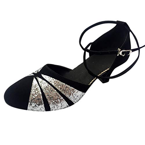 OHQ Zapato De Baile Latino Mujer Rumba Waltz Prom Ballroom Sillas De Baile De Salsa Latina Sandalias Boca De Pescado Zapatos De Baile Cuadrados Suaves De Medio TacóN Social