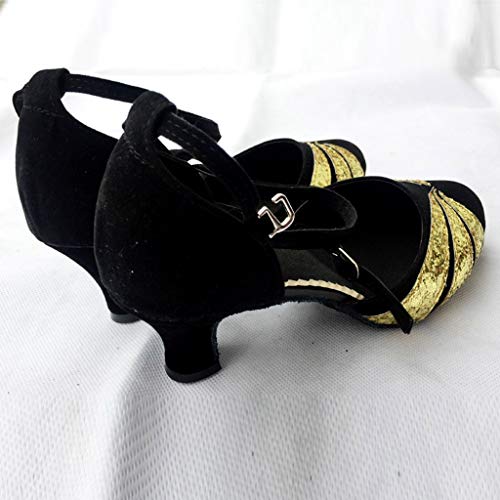 OHQ Zapato De Baile Latino Mujer Rumba Waltz Prom Ballroom Sillas De Baile De Salsa Latina Sandalias Boca De Pescado Zapatos De Baile Cuadrados Suaves De Medio TacóN Social