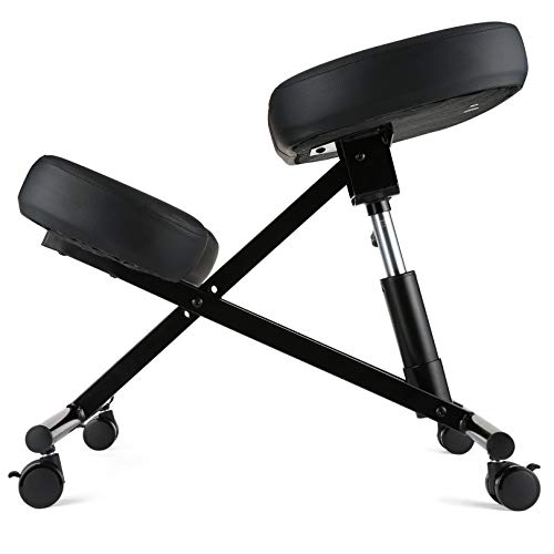 Oliote Silla ergonómica para arrodillarse, Silla correctora de Postura, Silla para arrodillarse en ángulo, con cojín de Espuma Moldeada y Varilla y Ruedas hidráulicas