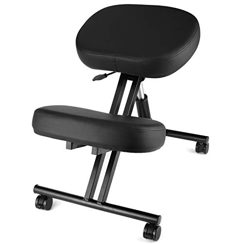 Oliote Silla ergonómica para arrodillarse, Silla correctora de Postura, Silla para arrodillarse en ángulo, con cojín de Espuma Moldeada y Varilla y Ruedas hidráulicas