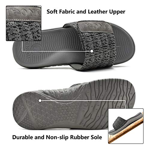 ONCAI Gris Sandalias de Piscina Hombre Punta Abierta Correa Ajustable Pantuflas Verano Ortesis de Soporte de Arco Deportes Zapatillas Playa Talla 44