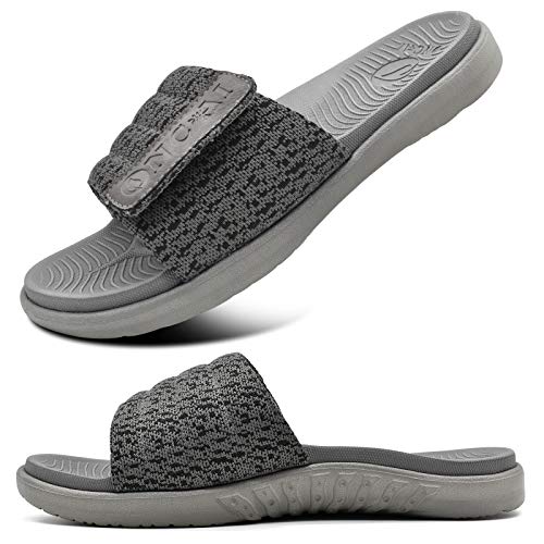 ONCAI Gris Sandalias de Piscina Hombre Punta Abierta Correa Ajustable Pantuflas Verano Ortesis de Soporte de Arco Deportes Zapatillas Playa Talla 44