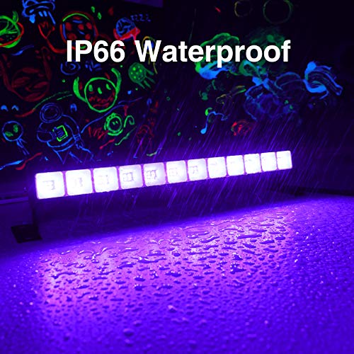 Onforu 24W Luz LED UV Lámpara de Luz Negra (2 Pack), IP66 Impermeable Barra Ultravioleta Iluminación de Escenario con Interruptor, Cable de Alimentación de 1.5M para Bar Discoteca DJ Navidad Fiesta