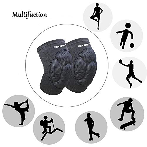 ONTYZZ Protección para la Rodilla Anti-colisión Engrosamiento Rodilleras Transpirables Alta Elasticidad Espesa Esponja Rodillera (1 par) al Voleibol Portero Fútbol Arrodillado Baile Hip Hop Negro/L