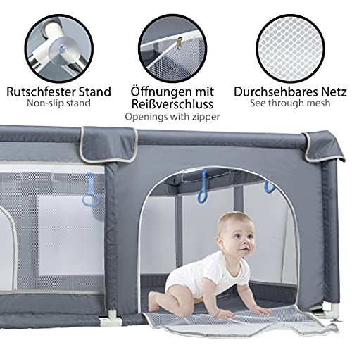 ONVAYA® Parque infantil para bebés, 160 x 160 cm, rejilla de protección para niños, rectangular, barrera de seguridad, sin sustancias nocivas