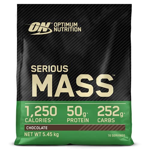 Optimum Nutrition Serious Mass Proteina en Polvo, Mass Gainer Alto en Proteína, con Vitaminas, Creatina y Glutamina, Chocolate, 16 Porciones, 5,45kg, Embalaje Puede Variar