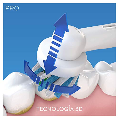 Oral-B PRO 2 CrossAction Cepillo de Dientes Eléctrico con Mango Recargable, Tecnología Braun y 1 Cabezal de Recambio, Temporizador y Control de Presión, 2000N - Blanco