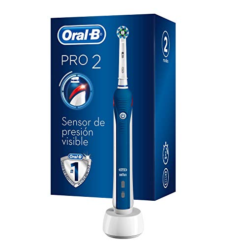 Oral-B PRO 2 CrossAction Cepillo de Dientes Eléctrico con Mango Recargable, Tecnología Braun y 1 Cabezal de Recambio, Temporizador y Control de Presión, 2000N - Blanco