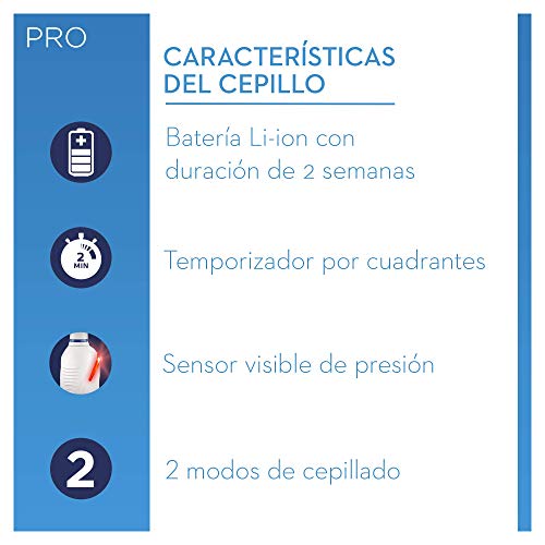 Oral-B PRO 2 CrossAction Cepillo de Dientes Eléctrico con Mango Recargable, Tecnología Braun y 1 Cabezal de Recambio, Temporizador y Control de Presión, 2000N - Blanco