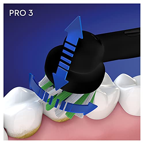 Oral-B Pro 3 3900 Conjunto De 2 Cepillos de Dientes Eléctricos + 2 Mangos con Sensor de Presión Visible, 2 Cabezales de Recambio, Rosa y Negro, Diseñados por Braun