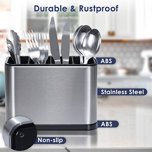 Oriware Utensilio de Cocina para Organizar Escurridor de Cubiertos Cubertería de Encimera Acero Inoxidable Anti Deslizante y a Prueba de Arañazos y Corrosión Multifunción