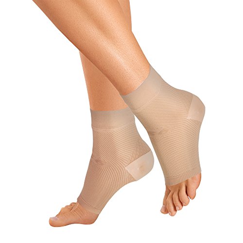 Orthosleeve media compresión graduada FS6, Beige, talla M. 6 zonas de compresión. Producto específico para fascitis plantar y dolor en el talón, Mejora la circulación, Reduce la inflamación