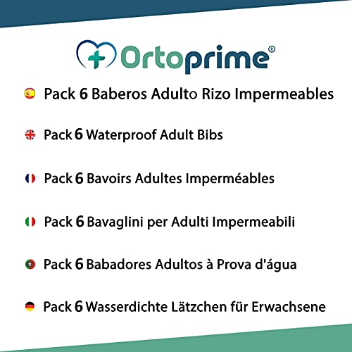 OrtoPrime BABERO Adulto Impermeable PACK 6 UNIDADES - Baberos para Mayores Reutilizables 100% ALGODÓN - Baberos Adultos Extra Resistentes e IMPERMEABLES