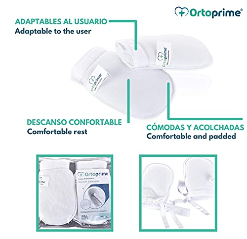 OrtoPrime Pack 2 Manoplas Antiescaras - Manoplas Anti-Arañazos Evita Lesiones - PROTECCIÓN Manos y Muñecas - Manoplas Escaras ACOLCHADA - Guantes ANTIESCARAS Confort y Descanso