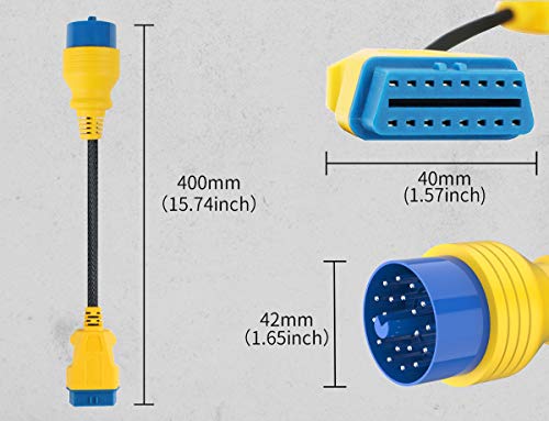 OURANTOOLS AUTOOL OBD-2 Adaptador de cable de extensión compatible para BMW, 20PIN 40cm/15.74" Cable extensor de diagnóstico con material de nylon reforzado para herramienta de diagnóstico de coche