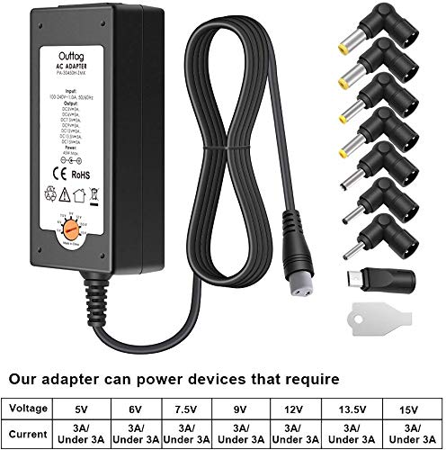 Outtag 45W Universal Cargador Alimentación 5V 6V 7.5V 9V 12V 13,5V 15V AC DC Adaptador de Viaje para cámara artículo LED Strip Router Tablet PC batería de Emergencia CCTV cámara Altavoz