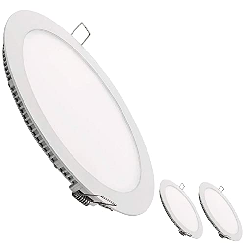 Pack 3x Panel LED redondo plano, 20w. Color Blanco Frio (6500K). 1800 lumenes. Driver incluido. Corte standard 205mm.