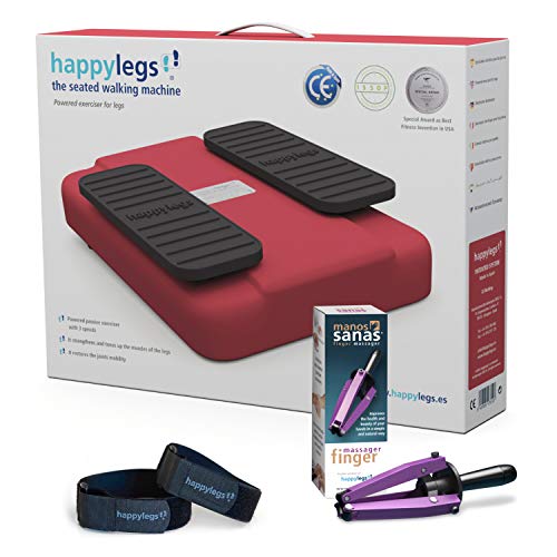 Pack Happylegs 2020 + Manos Sanas + Correas. Ejercitador de Piernas Pasivo que Evita Dolores de Espalda y Lumbares. Estimula tu Circulación de Piernas y Manos. ÚNICA fabricada en España. (Rojo)