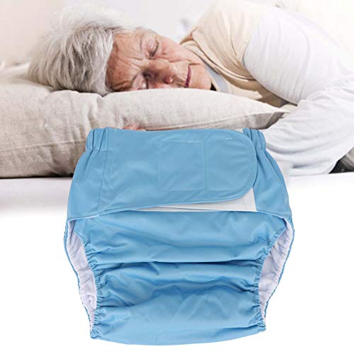 Pañal de tela para adultos, impermeable y reutilizable, protección contra la incontinencia para ancianos, ropa interior con máxima absorción para el cuidado de la incontinenci(Azul)